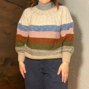 Madewell Chunky Striped Sweater with Balloon Sleeves